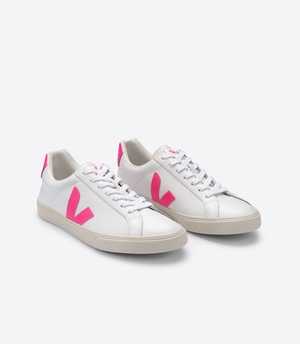 Tenis Veja Mujer - Esplar Cuero - Blancos/Rosas - 495FJLTQA